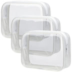 PACKISM Clear Toiletry Bag - 3 Pack TSA Approved Toiletry Bag Quart Size Bag, Travel Makeup Cosmetic Bag for Women, Carry on Airport Airline Compliant Bag, White