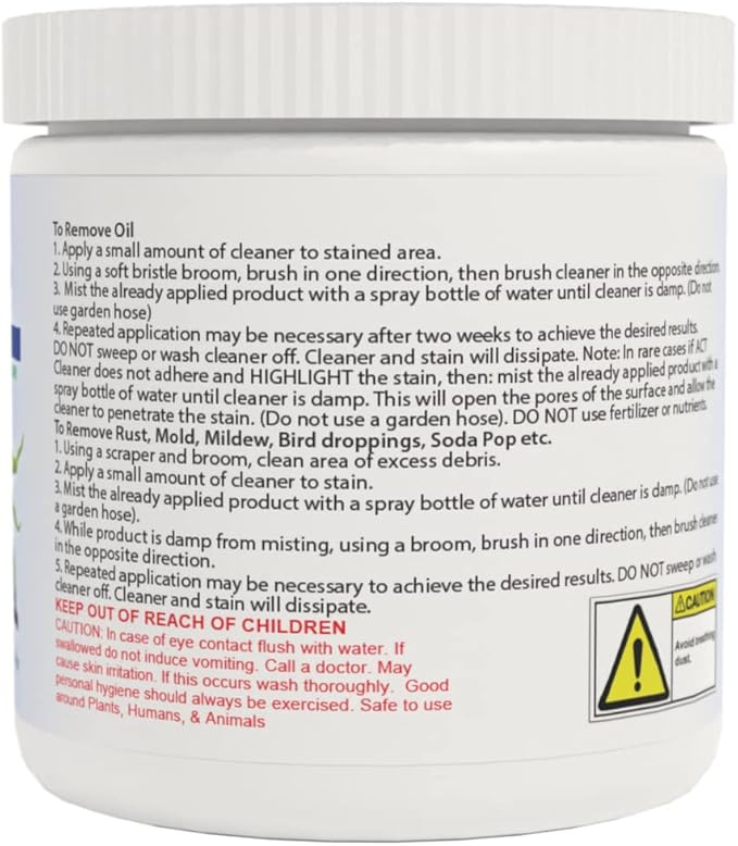 ACT Asphalt Cleaner – Eco-Friendly Dry Powder Oil Stain Remover for Driveways, Parking Lots & Roadways | HOA Approved | Bioremediation Formula | Safe around Pets | 8oz
