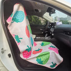 Car Seat Cover Protector Front Seats,for Gym Workout,Running,Swimming,Beach and Hiking,Waterproof Sweat Towel Bucket Seat Covers for Cars SUV Trucks (Strawberry, 2Pcs)