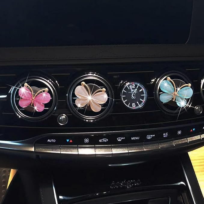 3Pcs Cute Butterfly Car Clip, Interior Accessories,Flowers Car Charm Air Vent Accessories Cute Automotive Interior Trim Car Decorations Gift for Girls and Women，Automotive Air Fresheners