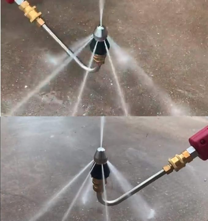 Pressure Washer Sewer Jetter Nozzle with Stainless Steel, Durable Design Sewer Jet Nozzle,Pressure Drain Jetter Hose Nozzle,3/8'' Quickly Connector, 5000 PSI Orifice 6.5
