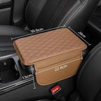 Car Center Console Cover,Microfiber Leather Car Armrest Cover Cushion with Storage Bags, Universal Car Armrest Storage Box Car Interior Accessories for Most Vehicles, Khaki