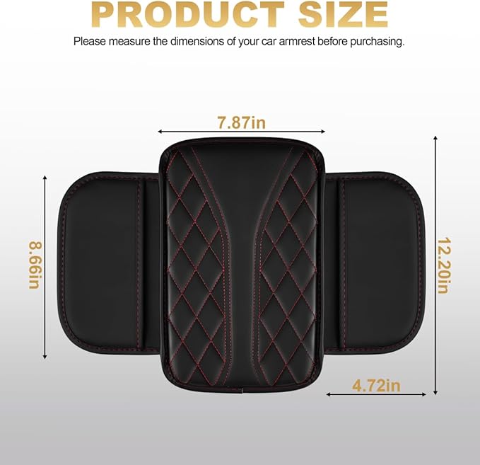Center Console Cover Fit for Camry Scratch & Wear Resistant Waterproof Middle Console Cover with 2 Storage Bags(Black&Redline)