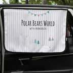 Magnetic Car Sun Shade Curtain for Side Window – Sun Blocker and UV Protector for Baby, Kids, and Pets – Universal Fit with Built-in Magnets for Steel-Framed Door (Be-Pola Bear)