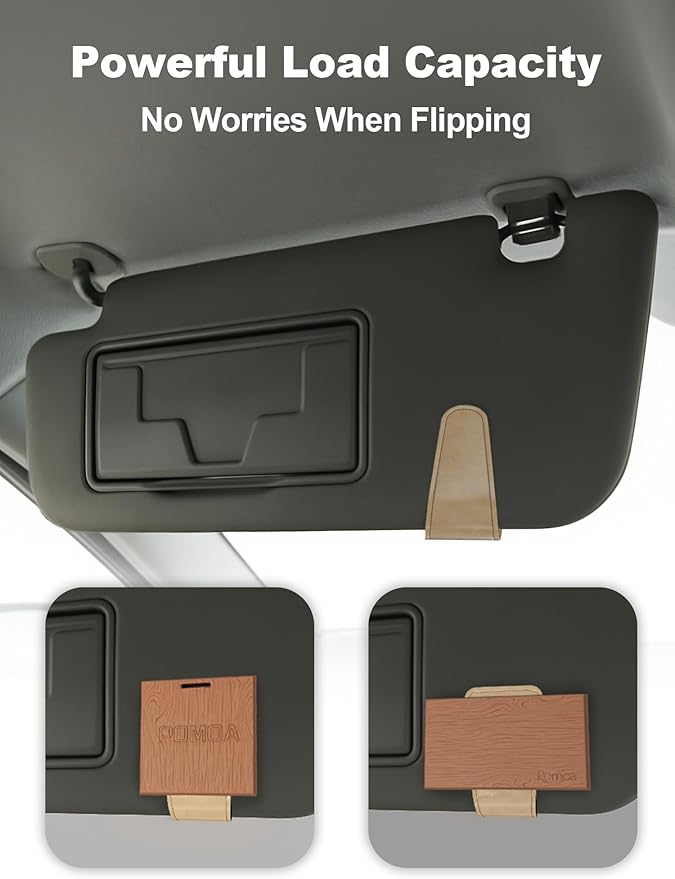 Patented Car Air Freshener Visor Clip, Compatible with Drift Air Freshener, Premium Leather, Gentle on Sun Visors, Ideal for Modern & Electric Vehicles, Khaki (Clip Only)