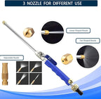 Jet Nozzle for Garden Hose, High Pressure Power Washer Wand with 3 Different Hydro Nozzles and Quick Connectors for Gutter Patio Car Pet Window 18 Inch (Dark Blue)