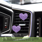 2PCS Bling Heart Air Vent Clips, Heart Car Accessories, Bling Heart Charm Air Conditioning Outlet Clip, Car Interior Decor Air Fresheners Vent Clips Universal Fit for Women and Girls (Purple)
