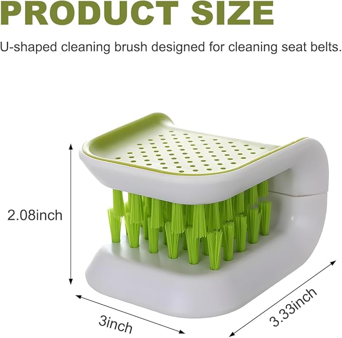 Car Seat Belt Cleaning Brush, U-Shaped Auto Interior Washing Brush with Double-Sided Bristles, Closeable Safety Belt Bristle Scrubber Cutlery Cleaner Brush for Car Home (1 PCS)