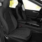 2PCS Car Seat Cover Nappa Leather Front for Tesla Model Y&3 2020-2024 Car Seat Bottom Protector, Original White Color Heavy Duty Seat Cushion Protector Without Backrest (Black)