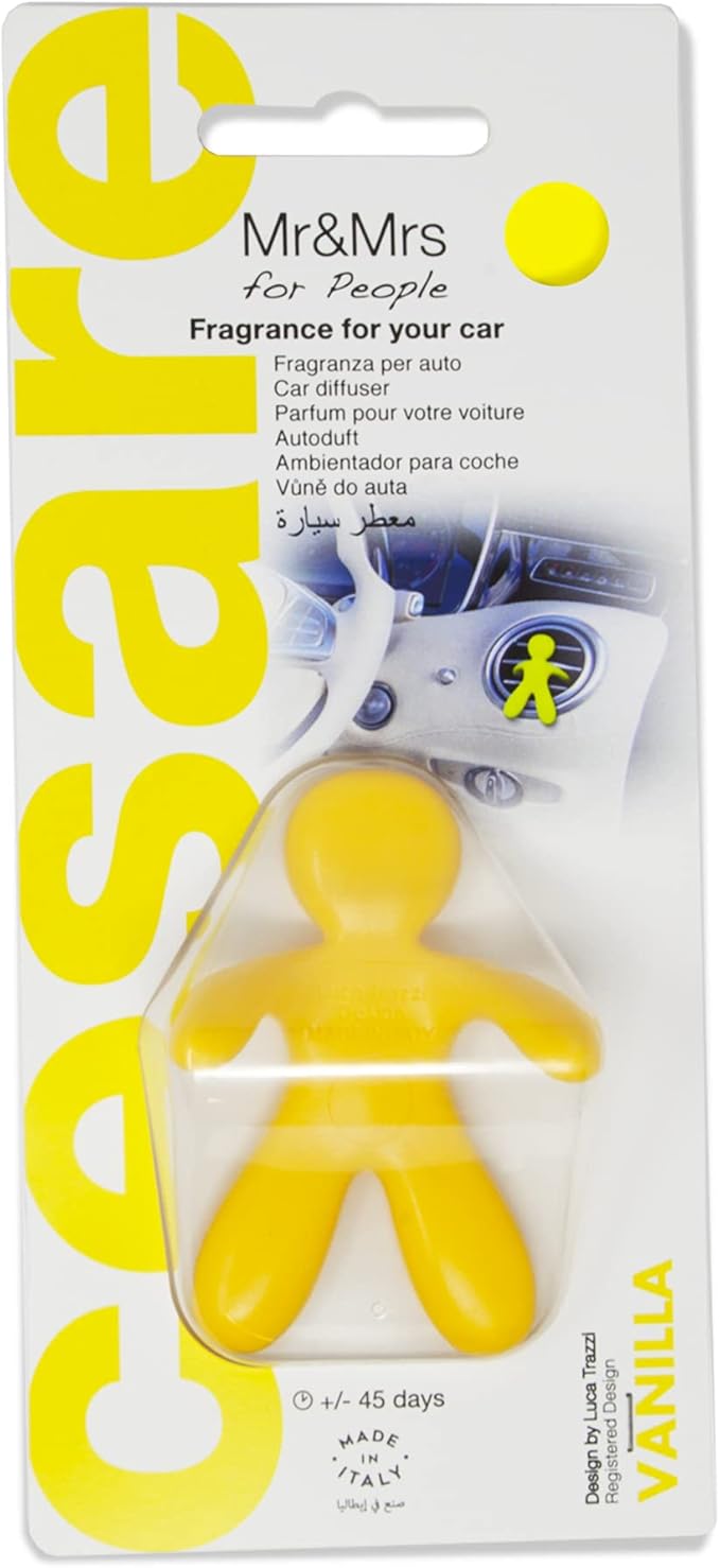 Cesare Car Air Freshener Long Lasting 45 Days Air Vent Clip Uses Alcohol-Free Fragrance Oil Non-Toxic EVA Material (Vanilla)