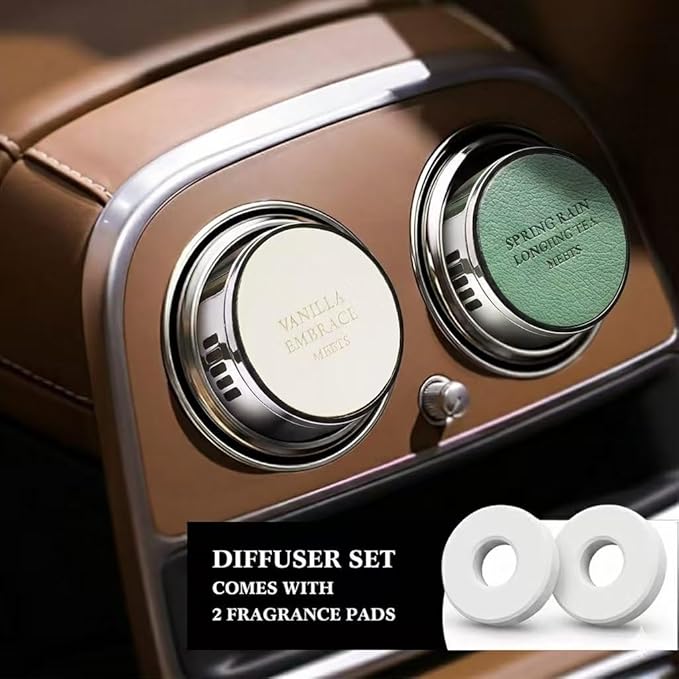 Luxury Leather Car Air Freshener Vent Clip, Premium Metal Vent Clip Design, Multi-Color for selection, Fit for Horizontal/Vertical Vents, Long Lasting for Car Interior.