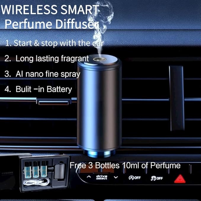 Smart Car Air Freshener Diffuser, Aromatizante para Carro Inteligente Intelligent Car Aroma (3pcs Oils/Ocean)