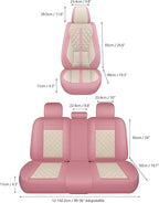 otoez Pink Car Seat Covers Full Set, Universal Leather Seat Cover 5 Seat Waterproof & Breathable Automotive Seat Protector Full Coverage for Cars Sedens, Trucks, SUVs, Vans (Pink & White)