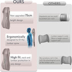 FLORICH Lumbar Support Pillow and Car Neck Pillow Memory Foam Integrated Lumbar Support Cushion with Headrest Pillow Ergonomic Car Seat Back Support for Head Waist Support Sciatica Pain Relief, Gray