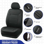 Skechers Memory Foam Car Seat Covers, Lycra Fabric Seat Cover, Car Seat Covers Front Seats Airbag Compatible, Automotive Comfort Protection for Most Cars, Trucks, SUVs, Black