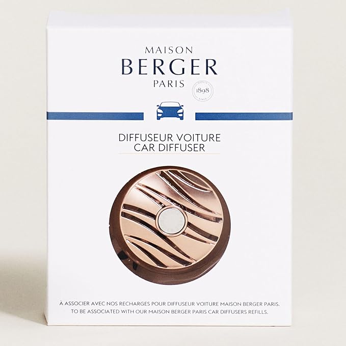 MAISON BERGER Luxury Car Air Freshener Vent Clip – Refillable Scent Diffuser for Car Vents, French-Made, Adjustable Fragrance (No Pods/Refills Included, 1.75” Diameter) - Pink Copper