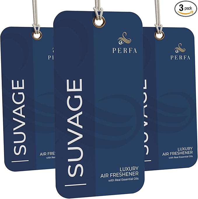 3PCS Savage Disposable Card Car Air Fresheners for Men | Long Lasting Automotive Freshener | Lasts for 2 Weeks | Strong Car Perfume with Odour Eliminating Technology by Perfa