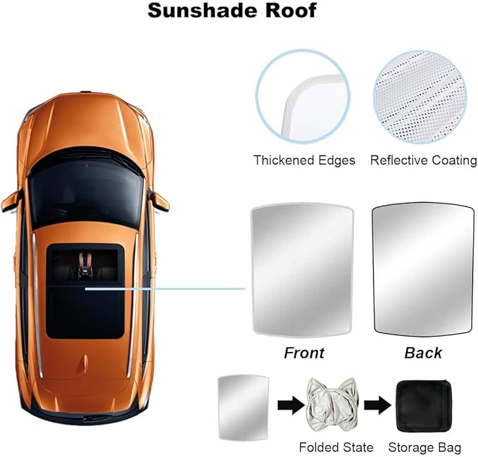 Car Sunroof Shade Compatible with Mercedes Benz GLE 350/450 2020-2024, Foldable Glass Roof Sunshade with Storage Bag, Heat Insulation Sun Protection Roof Interior Sunshade