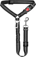 Removable Dog Seat Belt Harness for Car, 3 in 1 Pet Car Seatbelt Leash, Retractable Restraint Secures to Vehicle Headrest & Adjustable Reflective Dog Seatbelt Tether (Black, 1pcs)