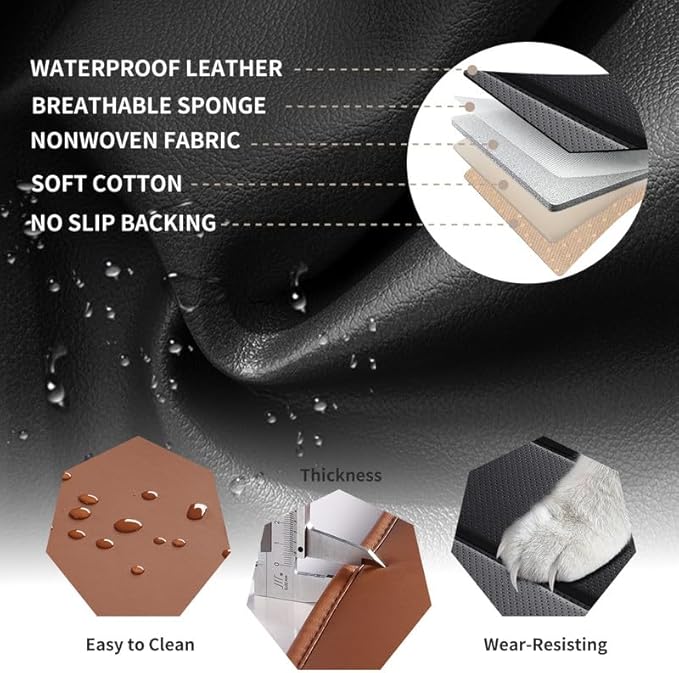 Car Seat Covers Custom Fit for Chevrolet/Chevy Colorado 2015-2026 , Premium Faux Leather Waterproof Car Seat Protectors with Lumbar Support, Breathable Anti-Slip Easy to install(Black&Brown,Full set)