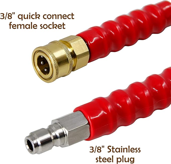 Twinkle Star 25FT Pressure Washer Hose with 3/8 Inch Quick Connect, High Tensile Wire Braided Power Washer Hose, 4000 PSI