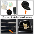 Cute Diamond Cat Air Vent Clip Air Conditioning Outlet Clip Car Air Freshener Clip Charm Car Inter Decor Accessories (Gold)
