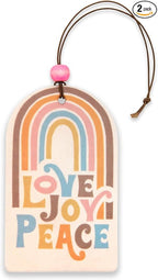 Studio Oh! Car Air Fresheners - Pack of 2 Scented Hanging Car Odor Eliminator - Unique Design with Decorative Bead - Love Joy Peace