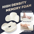 Coverado Car Seat Cushion and Lumbar Support Pillow, Memory Foam Ergonomic Back Support Driving Seat Cushion for Sciatica, Tailbone, Back Pain, Non-Slip Washable Cushion for Car, Driver, Office
