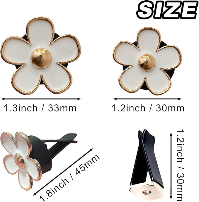 6 Pcs Metal Daisy Air Vent Clips Flower Car Air Freshener Clip Air Conditioning Outlet Clip Bling Charm Car Inter Decor Accessories for Girls Women