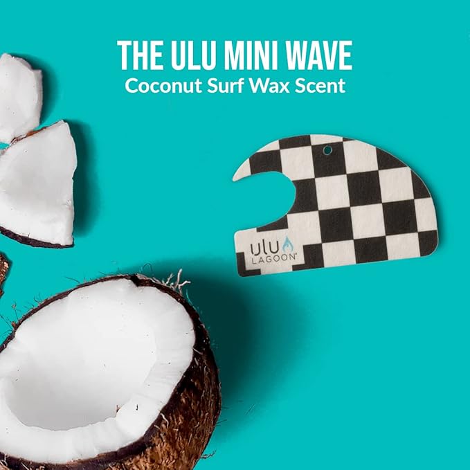ulu Lagoon Hanging Car Air Freshener | Tropical Beach Coconut Surf Wax Scent Mini Wave | Long Lasting Car Freshener, Closet and Beyond | Made In USA | 3 Pack (Checker)