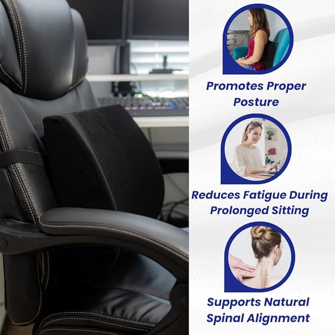 Thin Ergonomic Bucket Seat Lower Lumbar Back Support Pillow Cushion for Office Chair, Car, Truck, Wheelchair, Gaming Chair and Recliner for Pain Relief Made in USA Beige