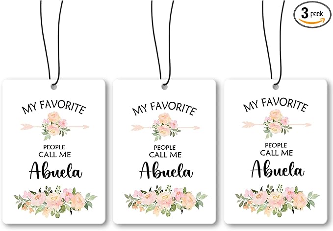 Abuela Grandma Gifts Car Air Freshener Hanging 3 Pack, My Favorite People Call Me Car Accessories Gifts for Grandma Christmas Women,Rustic Floral Scent Card Lavender for Closet Bathroom Decor