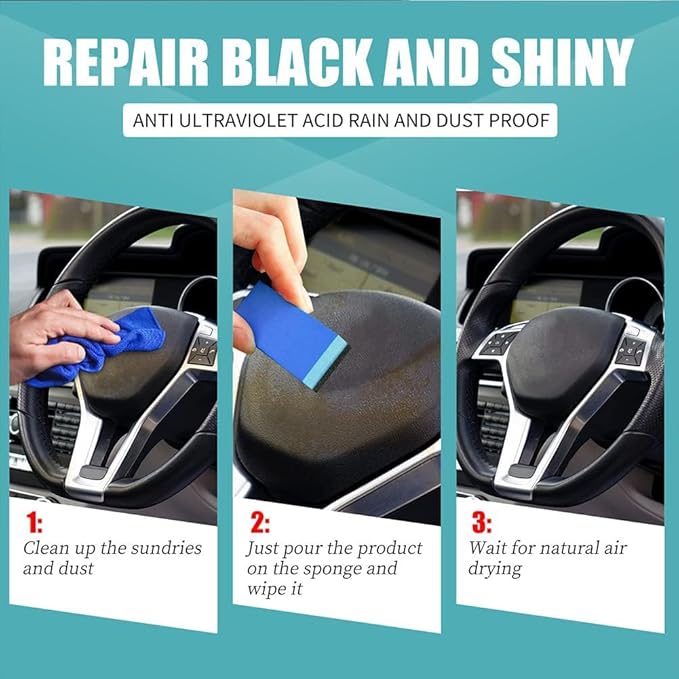 RJDJ Plastic Restorer for Cars, Trim & Exterior – Plastic Revitalizing Coating Agent, Restores Faded Plastic, UV Protection, Car Shine Refurbishing Solution (30ml-3pcs)