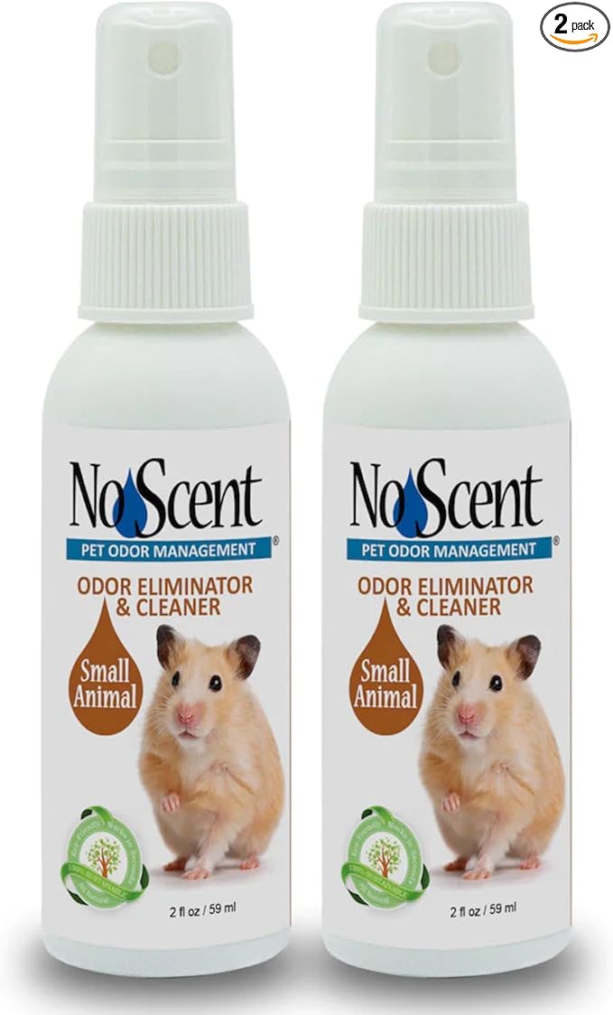 No Scent Small Animal Guinea Pig Cage Cleaner | Hamster & Rabbit Habitat Pet Odor Spray (2 Fl Oz / 59 mL) Pack of 2