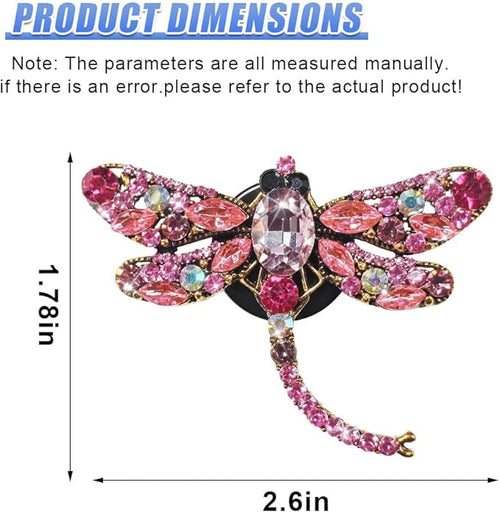 2PCS Bling Dragonfly Car Air Vent Clips, Crystal Rhinestone Car Air Conditioning Outlet Clip, Universal Cute Vehicle Interior Diffuser Decoration Accessories for Women (Pink)
