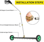 Undercarriage Pressure Washer Attachment, Upgrade 35 Inch Power Washer Water Broom with 10 Nozzles, Dual-Function Underbody Car Wash Surface Cleaner with 3 Pieces Extension Wand- 4000PSI