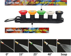 Pressure Washer Spray Nozzle Tip Set with 5 Multiple Degrees Nozzle,1/4" Quick Connect, 2.5 GPM, Rated Up to 4500 PSI (0, 15, 25, 40, 65 Degrees)