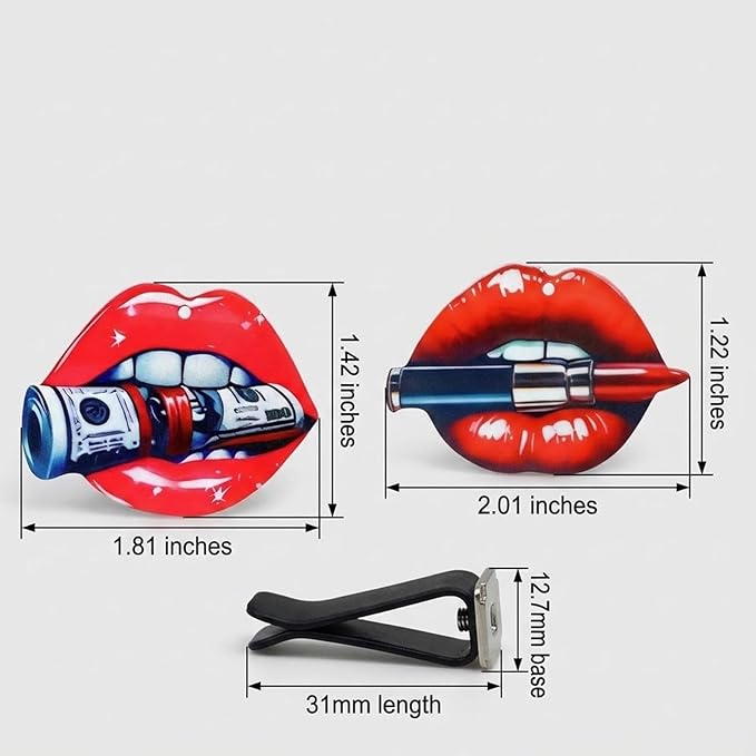 Car Air Vent Clips，Car Air Fresheners Vent Clips Car Diffuser Vent Clip，Car Decoration Cute Car Interior Decor，Car Accessories for Women (2 Pcs lips)