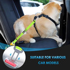 SlowTon Dog Seat Belt for Car, 2 Pack Dog Car Harness Seatbelt Adjustable with Elastic Bungee Buffer, 2 in 1 Pet Car Leash Headrest Restraint Dog Reflective Safety Tether (Lime, Headrest+Clip)