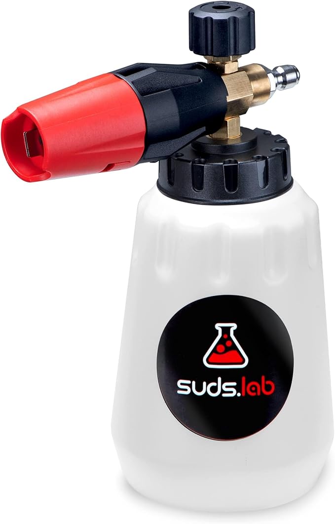 Suds Lab F1 Professional Foam Cannon with 32 Ounce Canister, Adjustable Foam Nozzle, Quick Connect Pressure Washer, Clean Dirt, Car Washing