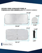 Retractable Windshield Sun Shade for car Windshield Sun Shade,99% UV Blocking,Long-Frequency and Short-Frequency Demand,Small(Sunshade 59.06"x27.56",Umbrella 55.12"x31.5")
