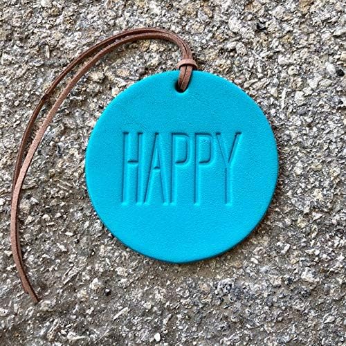 Air Flair | Leather Car Air Freshener | Happy (Turquoise, Cherry Leather Scent)