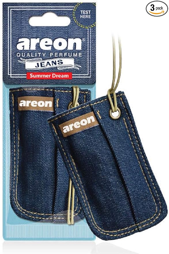 AREON Car Hanging Air Freshener I Jeans Bag I Summer Dream, 3 Pack