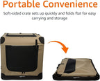 Amazon Basics Portable Folding Soft Dog Crate, Double Door, Collapsible Travel Kennel, Easy to Set Up, Sturdy, Secure, XL 42" x 31" x 31", Tan