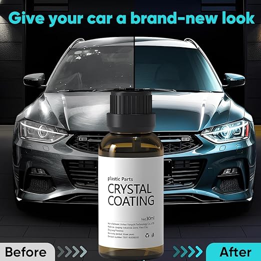 Crystal Coating for Car Plastic Parts - Plastic Trim Restorer to Restore Faded Surfaces - Long Lasting Shine, Easy Wipe-On for Dashboard, Door Panels & Exterior Trim (5)