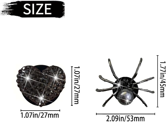 4 Pcs Black Bling Spider and Heart Car Air Fresheners Vent Clips Diffuser Vent Clip Rhinestone Diamond Decoration Car Interior Decor Cute Accessories for Women, Automotive Air Fresheners