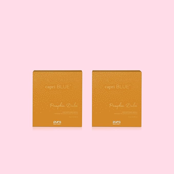 Capri Blue Pura Car Diffuser Refills - Includes 2 Car Air Freshener Diffuser Refills Only - Long Lasting Luxury Scented Fresheners - 2 Pack (Pumpkin Dulce)