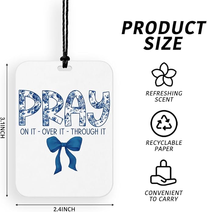 4 Pcs Pray Car Air Fresheners for Women Blue Pray Car Accessories Christian Religious Air Freshener Cars Decor for Mirror Home Prayer