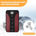 Bling Car Center Console Cover, Crown Crystal Rhinestones Vehicle Armrest Mat Protector, Anti Slip Sparkling Automotive Arm Rest Seat Box Cushion Pad Decor Accessories, Universal Fit (Wine Red)
