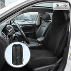 ZIMABLUE 2PC Waterproof Towel Car Seat Covers - 1kg Heavy Duty 3-Layer Microfiber Sweat Protector for Bucket Seats - Non-Slip Machine Washable Universal Fit for Gym, Yoga, Beach, Pets & Outdoors-Black